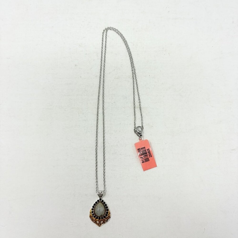 Shop LC Malagasy Labradorite/Simulated Black Diamond Pendant & 20in Chain 5413